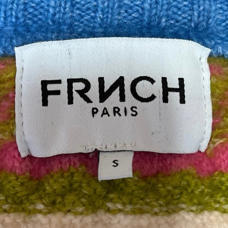 FRNCH PARIS Wendy Multicolor Striped Crew Neck Sleeveless Knit Sweater Vest Sz S