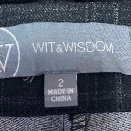Wit & Wisdom Black Plaid Mid Rise Slim Straight Cropped Trouser Pants Size 2