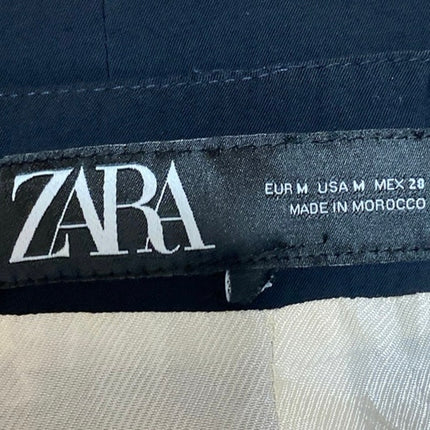 Zara Women's Navy Blue Tie Knit Sleeveless Cropped Cardigan Vest Top Size M