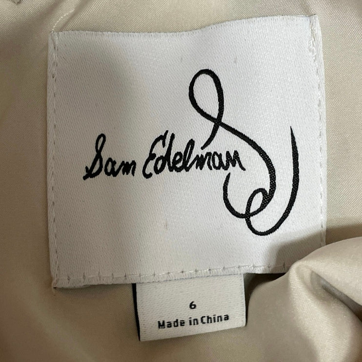 Sam Edelman Champagne Cream Beige Silk Satin Tiered A Line Midi Dress Size 6