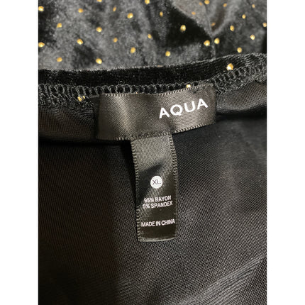Aqua Black Velvet Velour Polka Dot Long Sleeve Tie Front Peplum Blouse Top Sz XL
