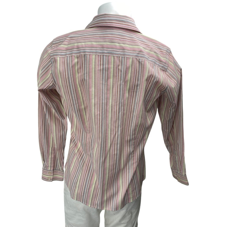 Eddie Bauer Men's Pink Striped Long Sleeve Stretch Button Down Shirt Top Size L