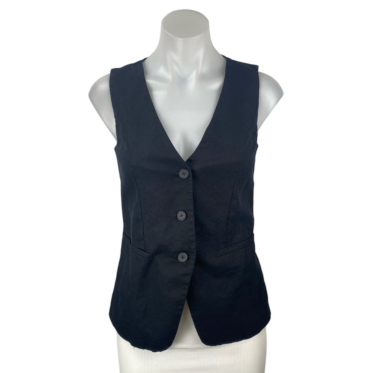 GAP Black Linen V Neck Sleeveless Tank Waistcoat Longline Suit Vest Top Size XXS