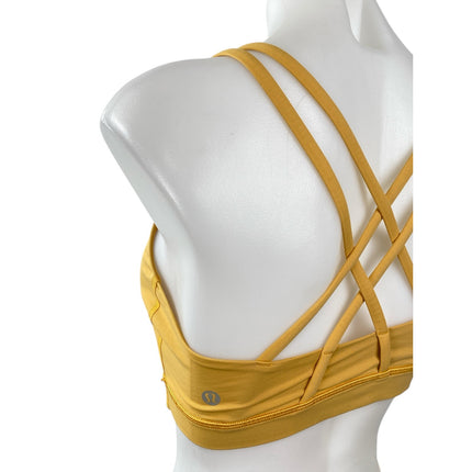 Lululemon Women's Yellow Strappy Cross Yoga Athletic Sports Bra Crop Top Size 6