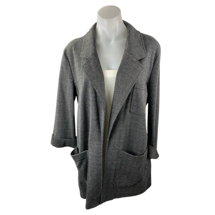 Madewell Women's Gray Plaid Knit Oversized Long Sleeve Cardigan Coat Sweater M