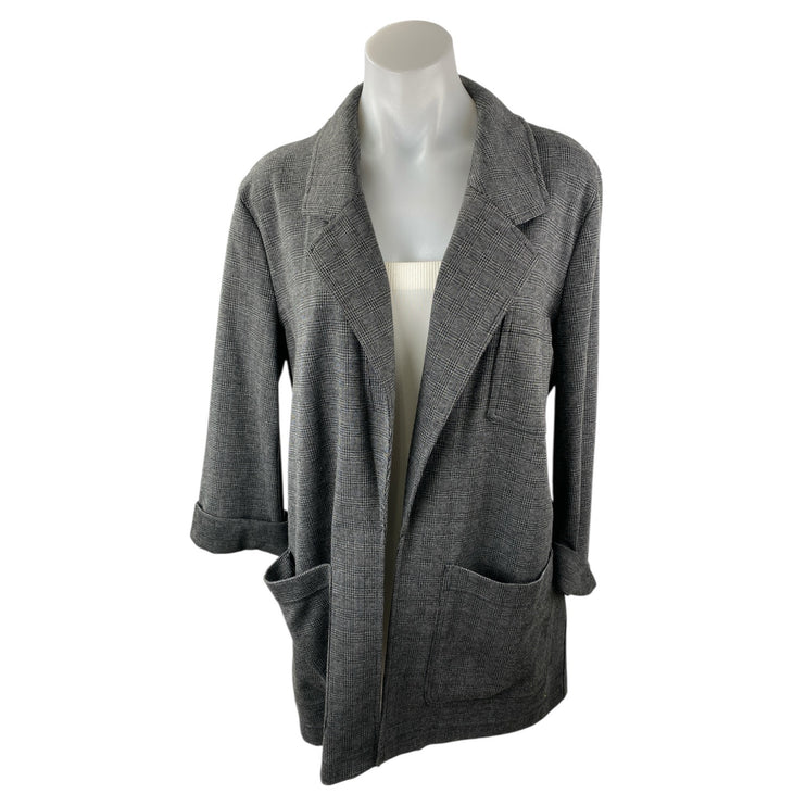 Madewell Women's Gray Plaid Knit Oversized Long Sleeve Cardigan Coat Sweater M