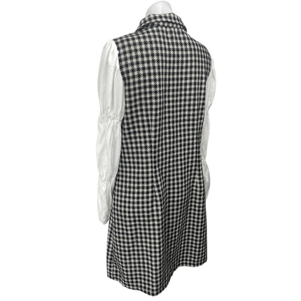 Shein Black White Tweed Long Puff Sleeve Double Breasted Mini Dress Size XL