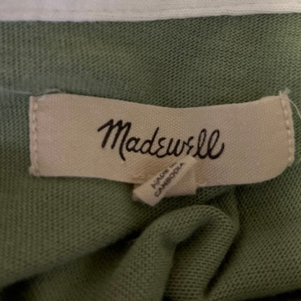 Madewell Green White Collared Cap Sleeve Loose Casual Polo Shirt Top Size S