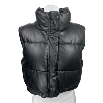 Zara Women's Black Turtleneck Sleeveless Puffer Quilted Vest Jacket Size XL