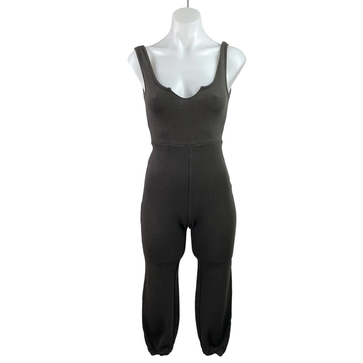 Isalis Women's Gray Sleeveless Ribbed Knit Scoop Neck Romper Jumpsuit Size S
