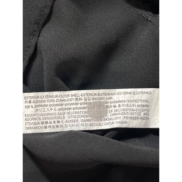 Zara Womens Black Texture Dot Ruffle Button Up Long Sleeve Peasant Blouse Top XS