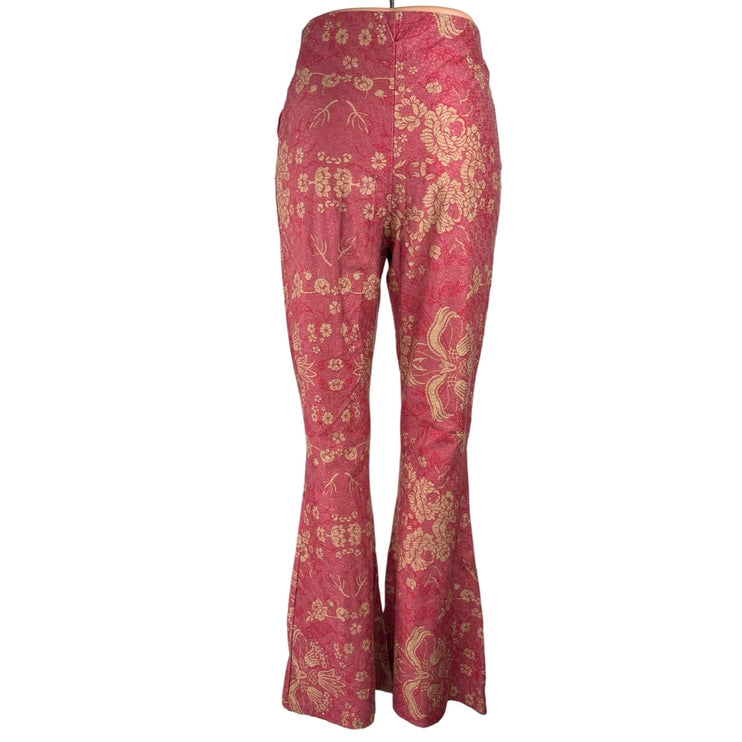 Kimchi Blue Womens Pink Paisley Print Flared Leg Low Rise Palazzo Casual Pants M