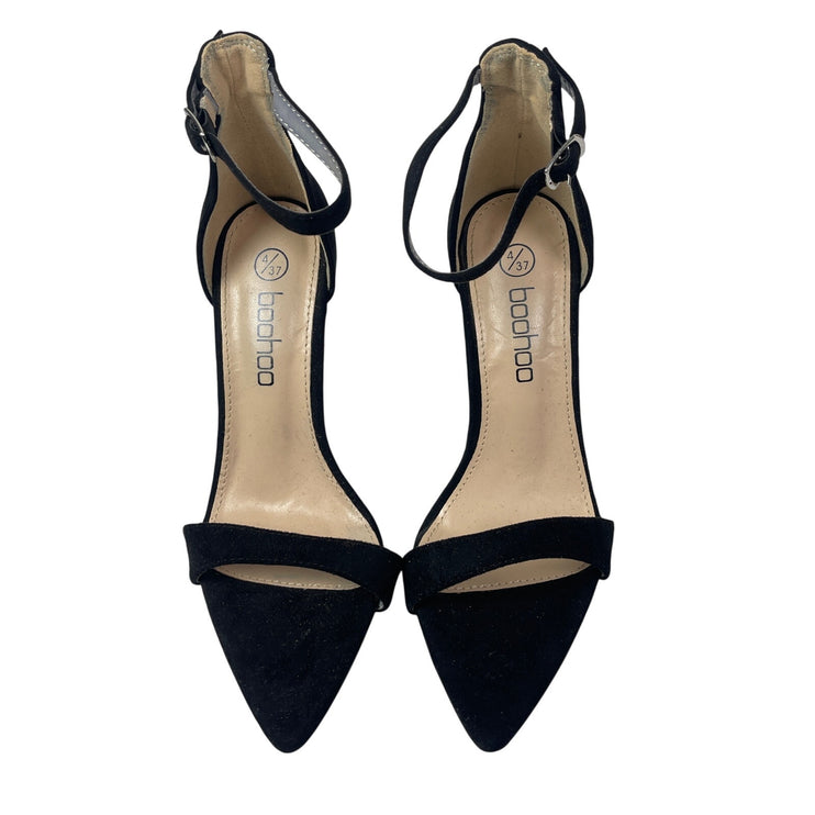 Boohoo Faux Suede Ankle Strap Pointed Toe Stiletto Heels Strappy Sandals 37 US 6