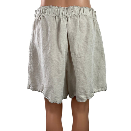 H&M Women's Gray Linen Pull On High Rise Wide Leg Mini Lounge Shorts Size M