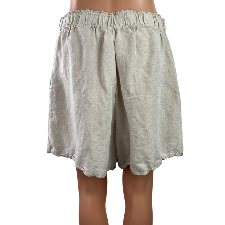 H&M Women's Gray Linen Pull On High Rise Wide Leg Mini Lounge Shorts Size M