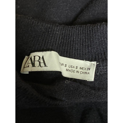 Zara Women's Navy Blue High Neck Long Sleeve Knit Sweatshirt Sweater Top Size S