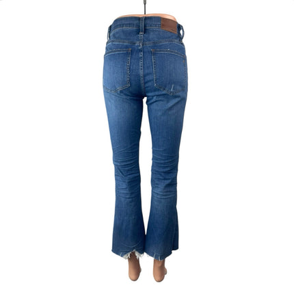 Madewell Cali Demi Boot Blue Distressed Button Fly Bootcut Flared Denim Jeans 25