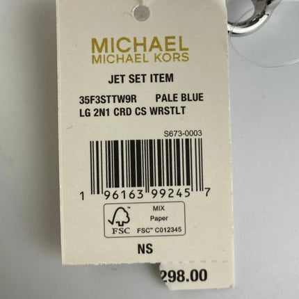 NEW Michael Kors Jet Blue MK Signature 2 In 1 Card Case Wristlet Clutch Bag