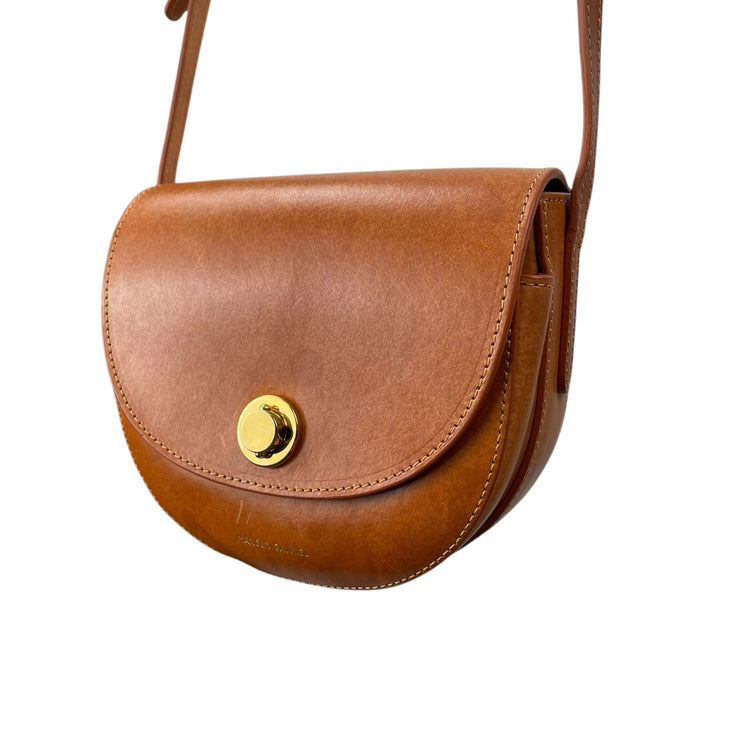 Mansur Gavriel Tan Brown Vegan Leather Turn Twist Lock Mini Crossbody Bag