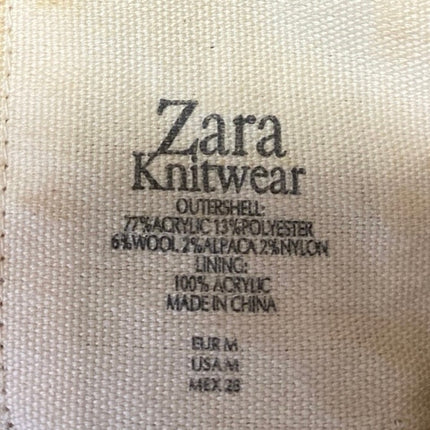 Zara Women's Brown Tan Wool Alpaca Faux Fur Long Sleeve Open Cardigan Sweater M