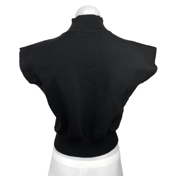 Commense Women's Black Solid Short Sleeve Mock Neck Pullover Sweater Top Size S