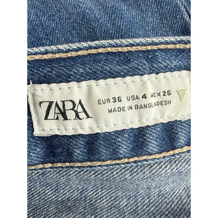 Zara Women's Blue High Rise Straight Baggy Palazzo Wide Leg Denim Jeans Pants 4