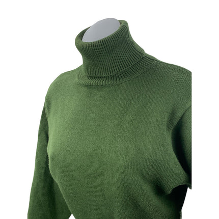 Zara Women's Green Long Sleeve Turtleneck Rib Knit Cropped Sweater Top Size S