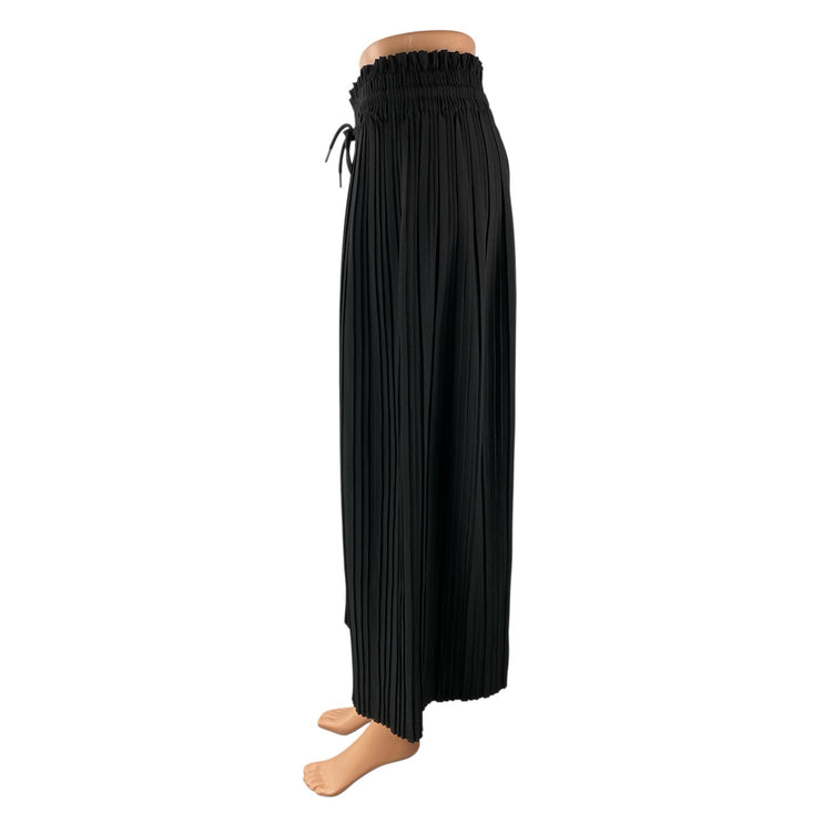 Rachel Zoe Women's Black Plisse Flowy Palazzo Wide Leg Trousers Square Pants S