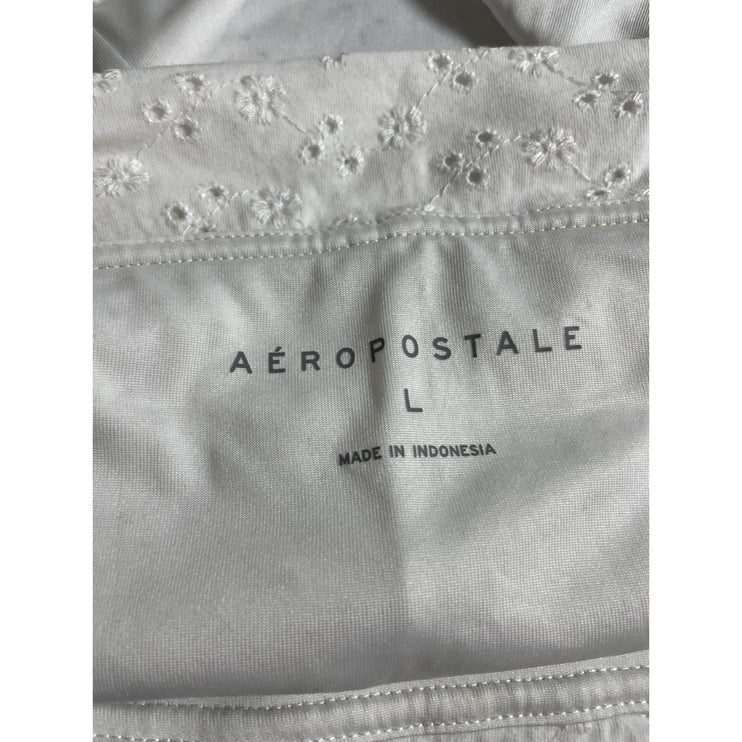 Aeropostale Women's White Embroidered Floral Eyelet Bandeau Tube Crop Top Size L