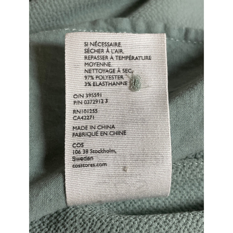 COS Green Long Sleeve Button Down V Neck Drop Waist Swing Midi Dress Size 4