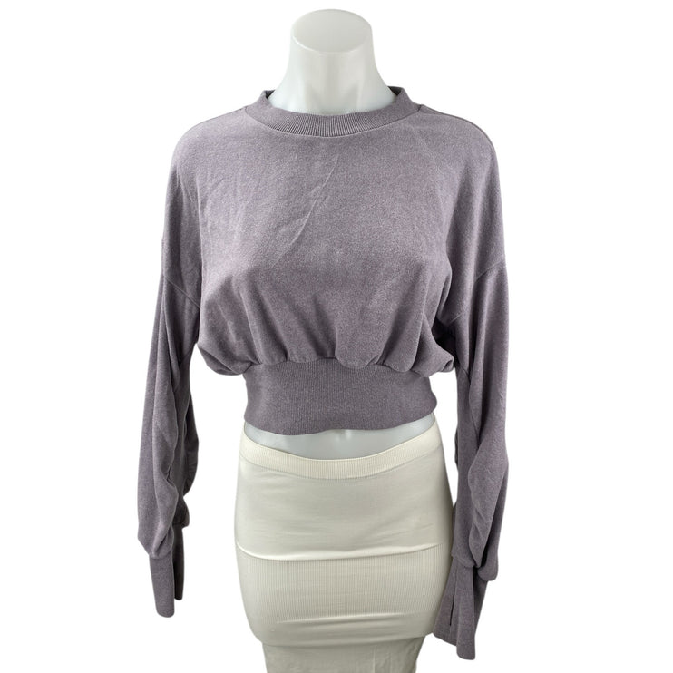 Sweaty Betty Delight Luxe Purple Fleece Blouson Crop Sweatshirt Sweater Top XS