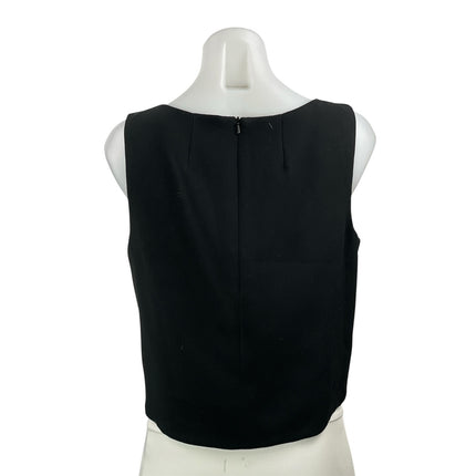 Black Halo Women's Black Sleeveless Boxy Cut Bateau Boat Neck Crop Tank Top 6
