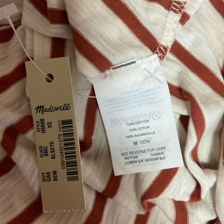 Madewell NWT White Red Cotton Striped V Neck Chest Pocket Tank Top Size XS