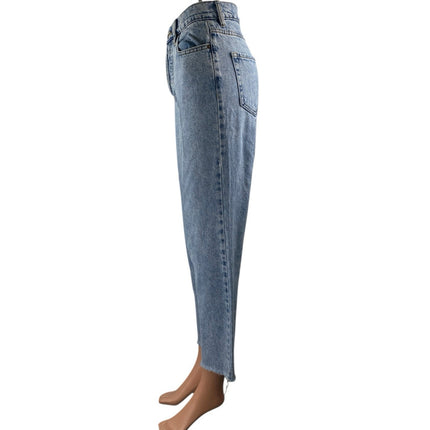 Pacsun Women's Blue High Waisted Frayed Hem Straight Leg Denim Jeans Pants Sz 24