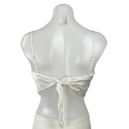 Zara White Satin Sleeveless Tie Back Crop Bandana Handkerchief Cami Tank Top XS