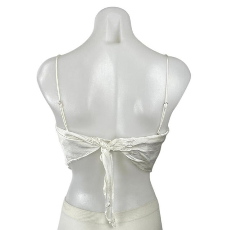 Zara White Satin Sleeveless Tie Back Crop Bandana Handkerchief Cami Tank Top XS