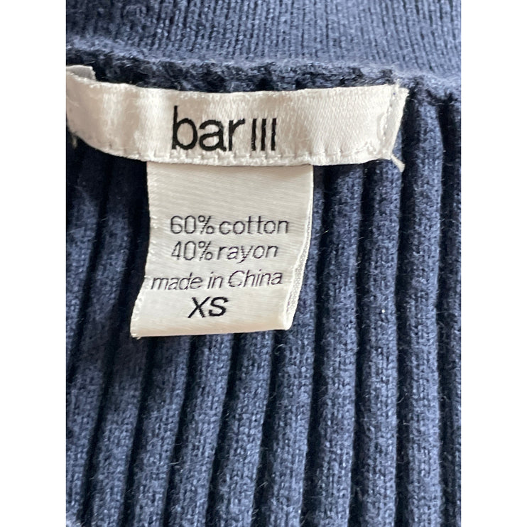 Bar III Women's Blue Ribbed Knit Long Bell Sleeve Midi Sweater Bodycon Dress XS