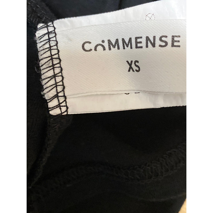 Commense Women's Black Scoop Neck Long Sleeve Back Cut Out Peplum Blouse Top XS