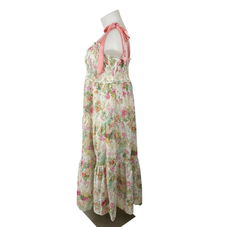 NEW GeeGee Floral Embroidery Eyelet Sleeveless Midi Tank Flare A-Line Dress 2XL