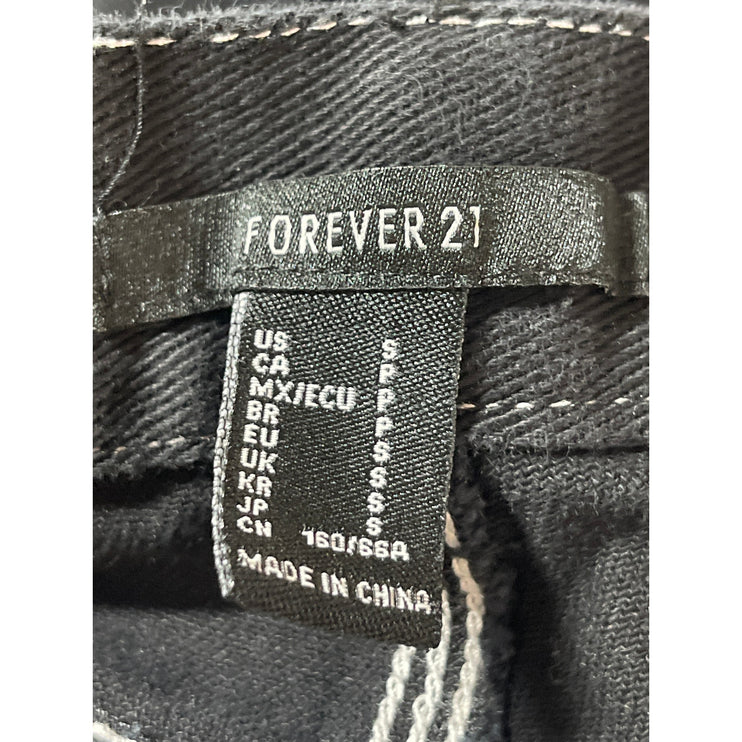 Forever 21 Women's Black High Rise Utility Straight Leg Cargo Denim Jeans Size S