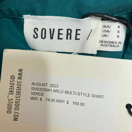 NEW Sovere Arlo Women's Green Long Sleeve Faux Wrap Shirt Blouse Top Size S
