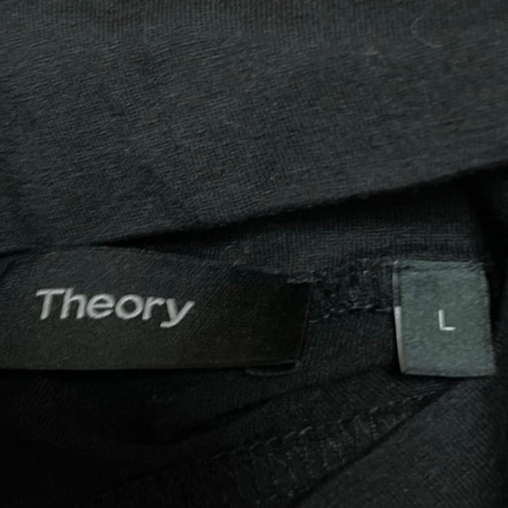 Theory Black Silk Turtleneck Foldover Long Sleeve Pullover Sweater Top Size L