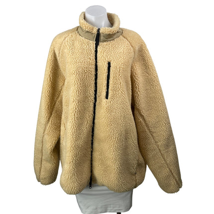 Everlane Women's Cream Beige Long Sleeves Full Zip Sherpa Fleece Coat Jacket XL
