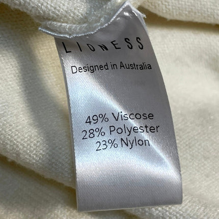 Lioness Cream Sleeveless Knit Button Down Crew Neck Cardigan Vest Top Size M