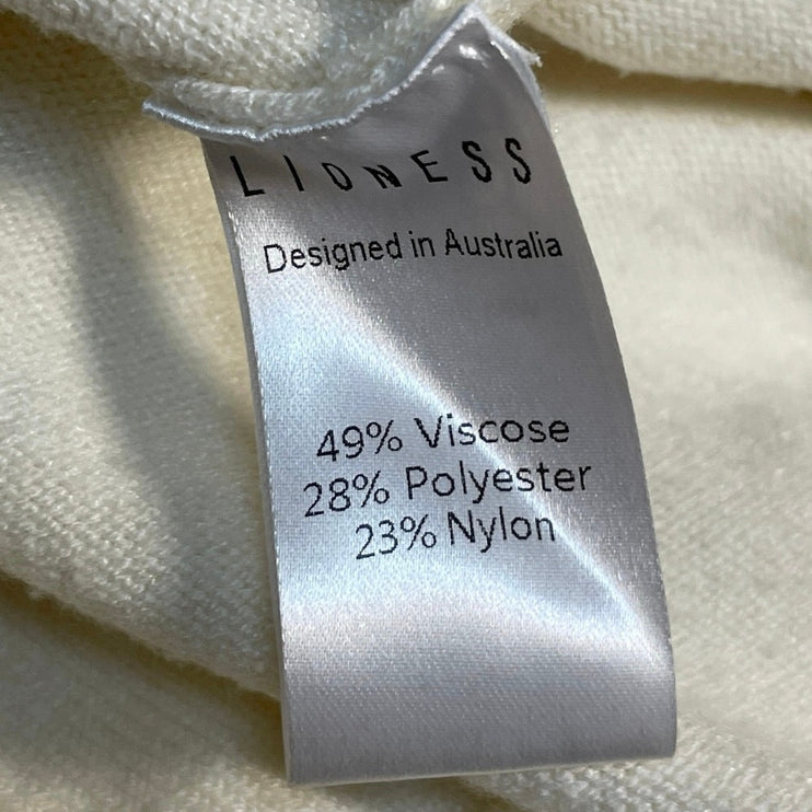 Lioness Cream Sleeveless Knit Button Down Crew Neck Cardigan Vest Top Size M
