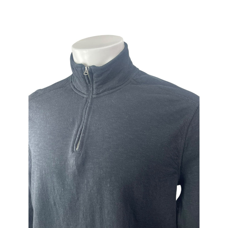 J.Crew Mens Black Long Sleeve Quarter Zip Stand Collar Sweatshirt Sweater Top XL