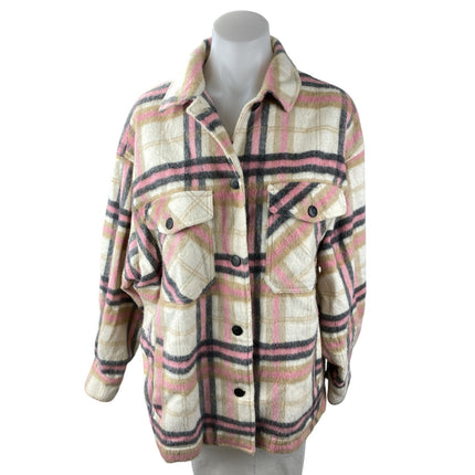 Zara Women's Multicolor Plaid Fleece Long Sleeve Button Down Shirt Jacket Sz M