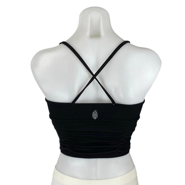 Free People Women's Black Sleeveless Yoga Workout Athletic Sports Bra Crop Top S