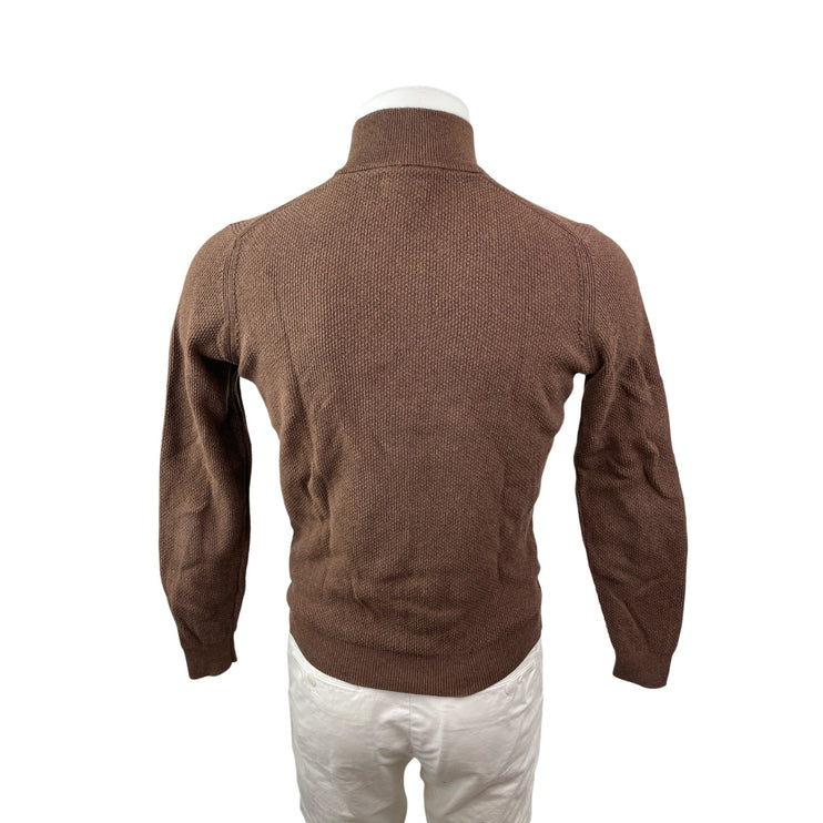 Massimo Dutti Men's Brown Cashmere 1/4 Zip Waffle Knit Long Sleeve Sweater Sz S