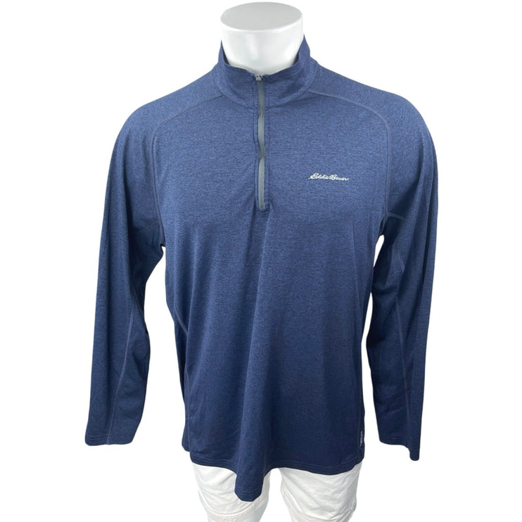 Eddie Bauer Men's Blue 1/4 Zip Long Sleeve High Neck Sweatshirt Sweater Top Sz L